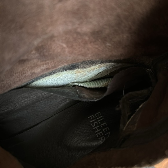 Eileen Fisher Chocolate Brown Leather Midi Boot Size 8 - Picture 9 of 12